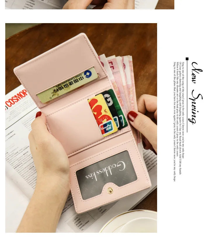 Korean Style Cartoon Women Wallet Small Cute Corgi Doge Wallets Ladies Short Leather Purses Female Purse Clutch