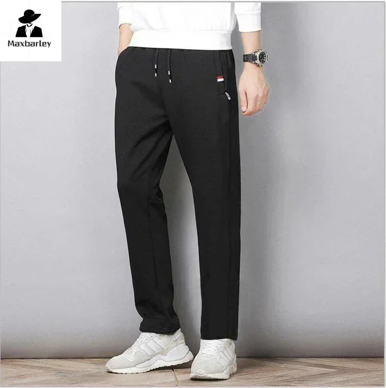 Spring and Autumn Men's Pure Cotton Pants 2024 New Simple Outdoor Middle aged Men's Hiking Travel Sports Pants Casual Pants