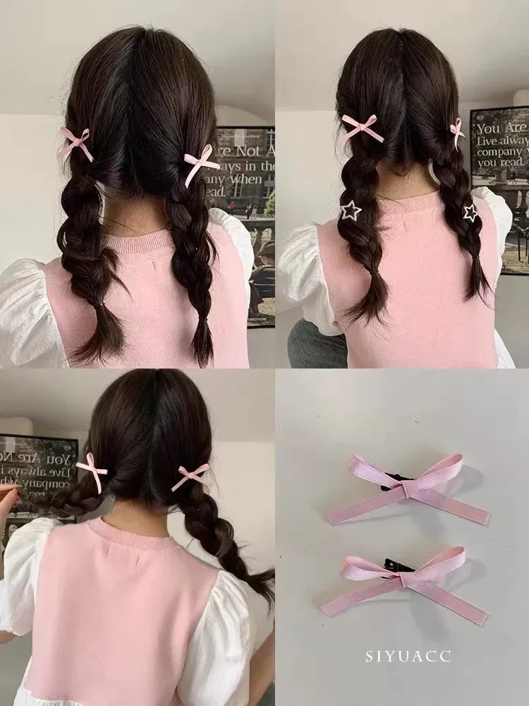 Ribbon Bow Hair Clip Sweet Bowknot Cute Korean Girls Female Hairpin Fashion Barrettes Lovely Headwear Hair Grip Bobby Pin