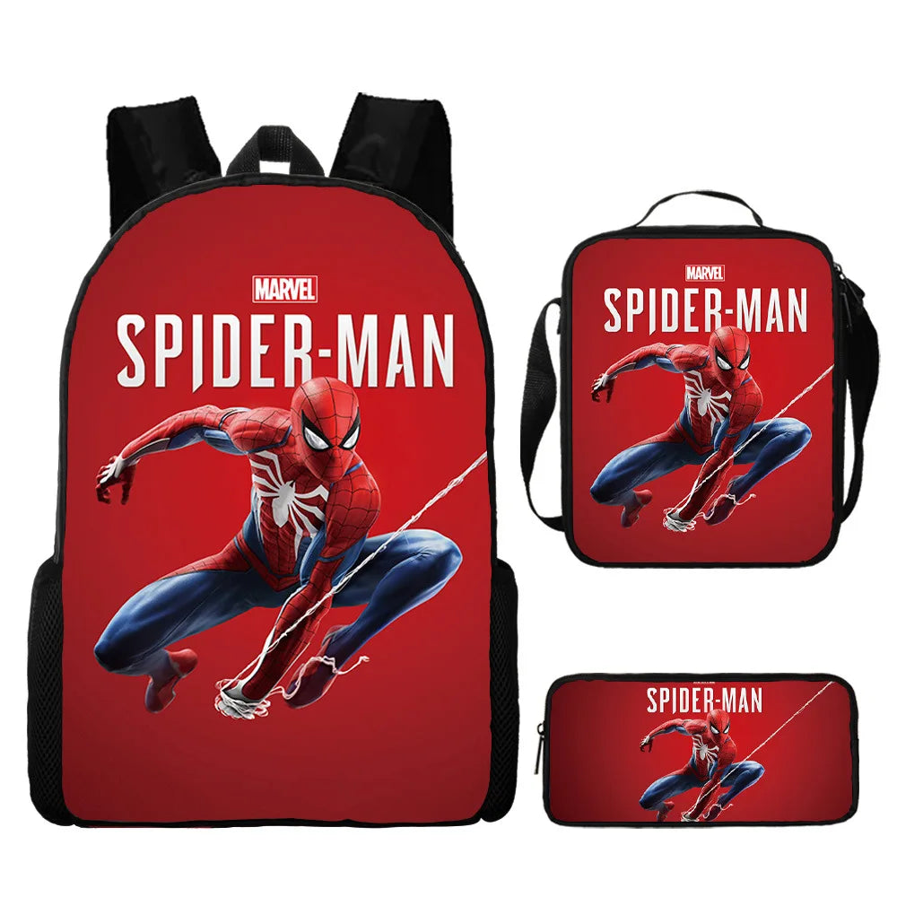 Spidermans Backpack Three Piece Set for Elementary School Students Cartoon Backpack for Boys Backpack Fashion Super-heros Style