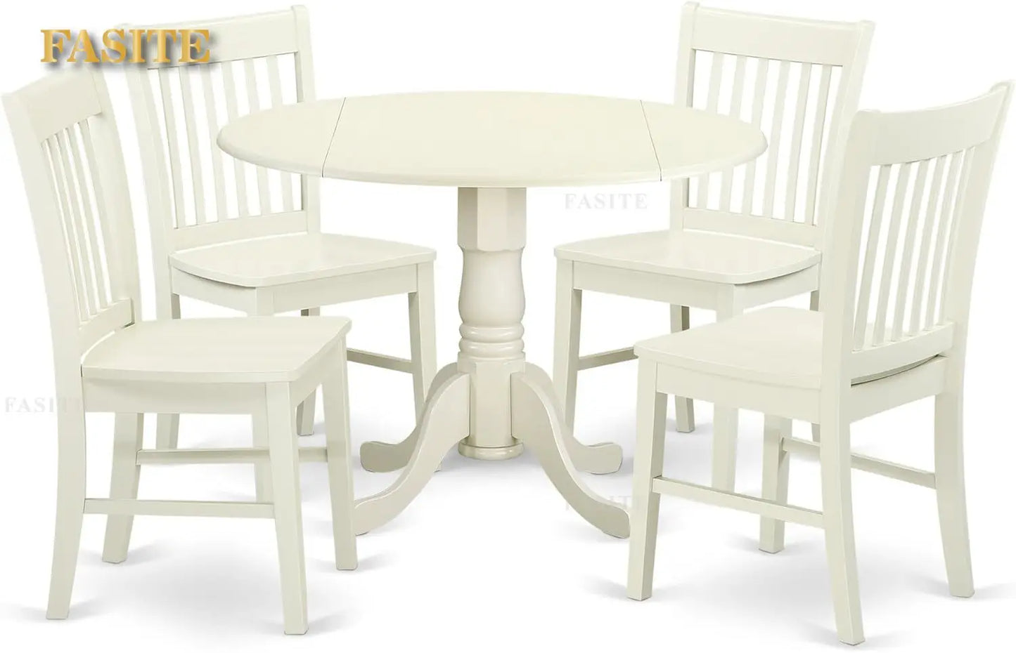 5 piece Traditional Height Pedestal Dining Room Set, White Dinings Tables set Kitchen Chair