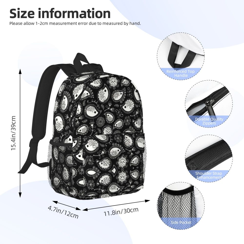 Custom Black White Paisley Chicano Bandana Style Laptop Backpack Women Men Basic Bookbag for School College Student Bag