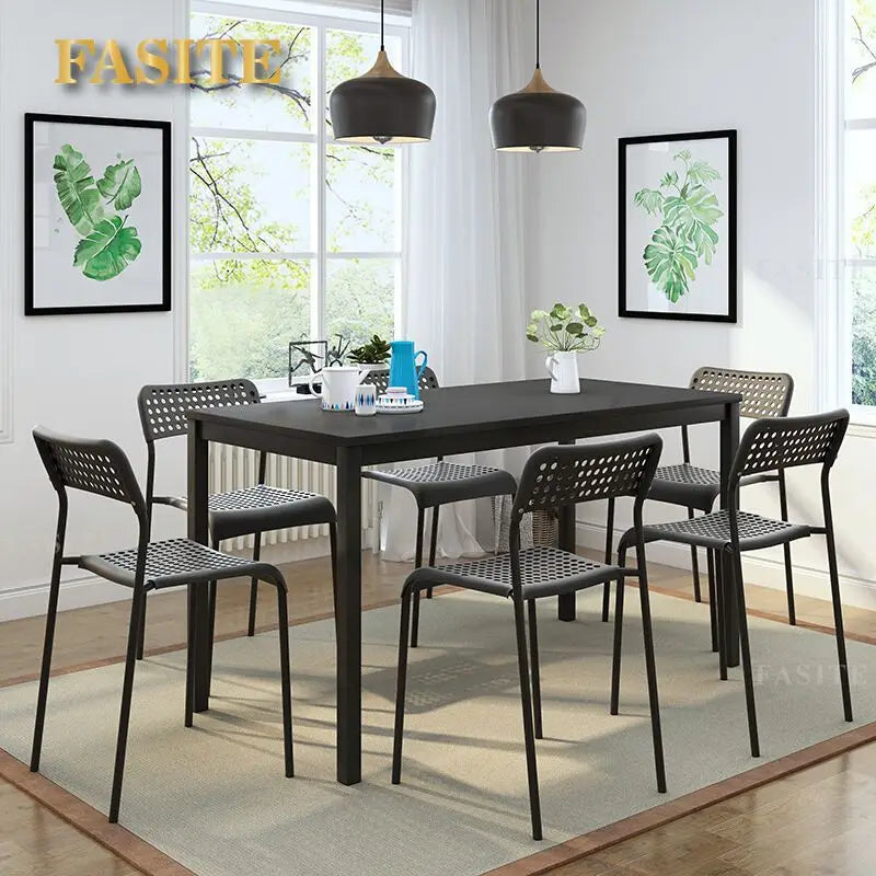 dining table 110*70 set with 4 chairs MDF inmetal legs in powder coated, simplicity dining room set