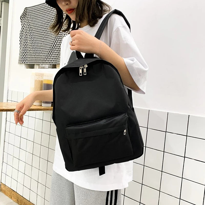 Korean Fashion Solid Backpack Student Schoolbag Women Men Large Capacity Travel Bag Fashion Backpack