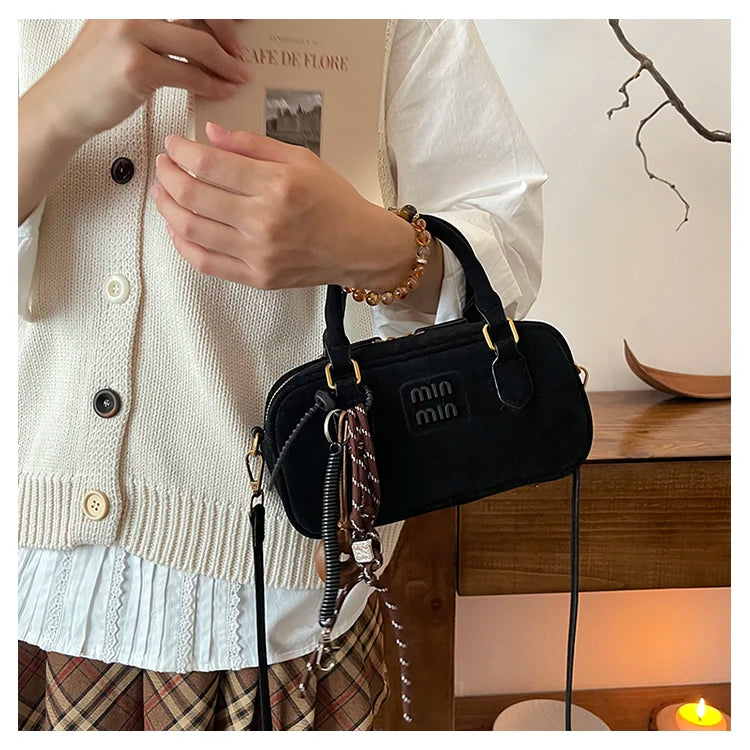 Autumn/winter retro frosted small bag female 2024 new popular cross-body bag HOT handbag bowling bag