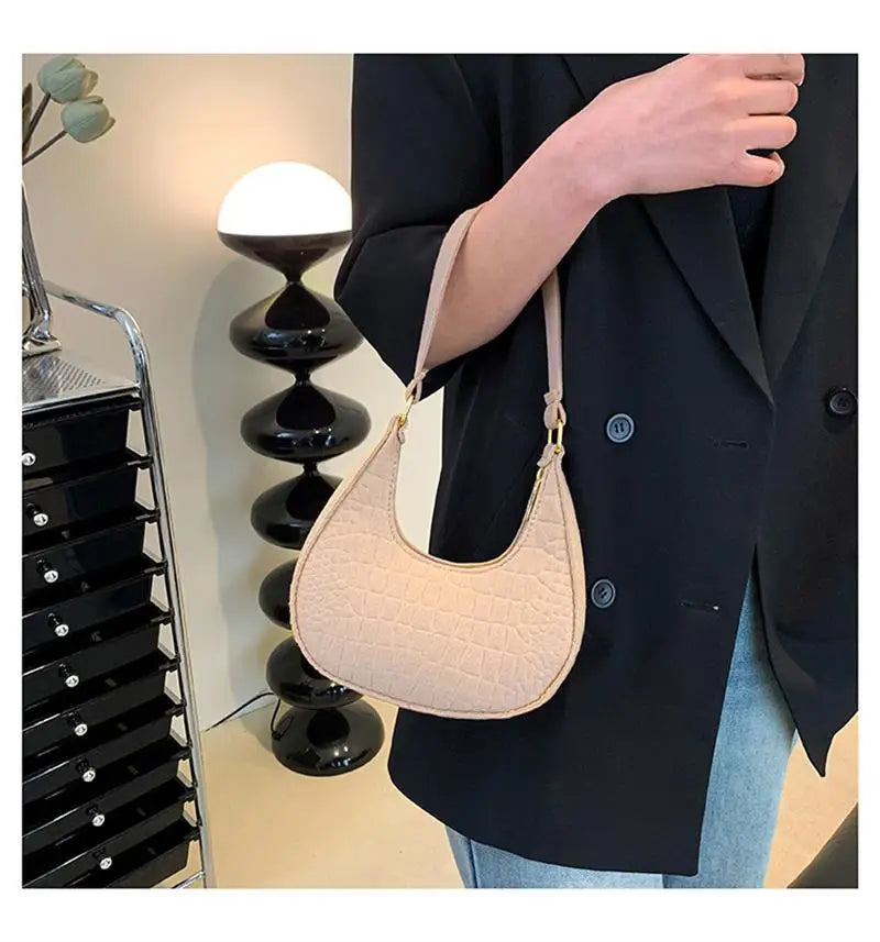 Temperament Handbag Casual Trendy Stone Pattern Shoulder Bag New Single Shoulder Design 2023 Winter Fashion Women'S Underarm Bag