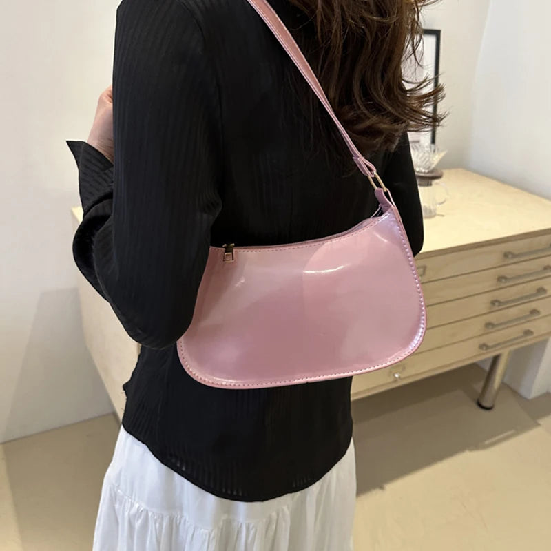 Retro Solid Color PU Leather Shoulder Underarm Bag Women's Fashion Handbags Casual Hobos Purses and Handbag Ladies Hand Bags