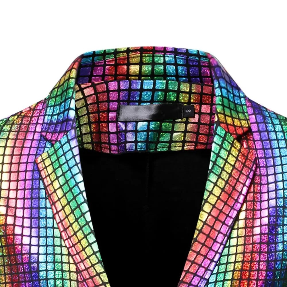 Blazers à paillettes Veste de costume à paillettes brillantes Tenues d'Halloween Blazer à deux boutons Blazer de smoking Disco Glitter Party Blazer pour hommes Dîner