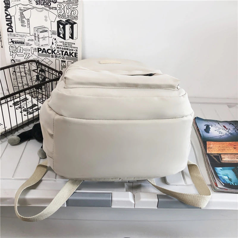 Women's Backpack Solid Color Female Multi-pocket Casual Man Travel Bag High Quality Schoolbag for Teenage Girl Book Knapsack