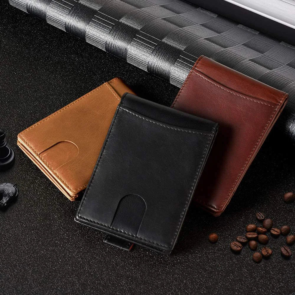 Synthetic Leather Slim Smart Wallet for Men Credit Card Holder Money Clip RFID Blocking Men Thin Bifold Wallet Walet Money Bag