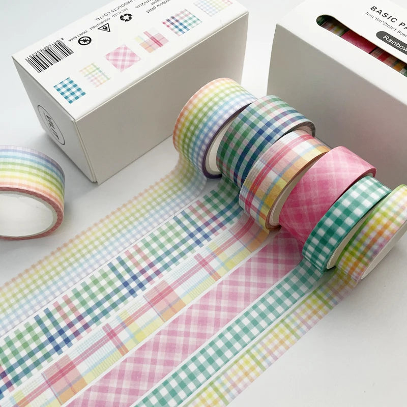 grid washi tape set Japanese paper diy planner masking adhesive washi tapes decorative stickers stationery tape school supplies