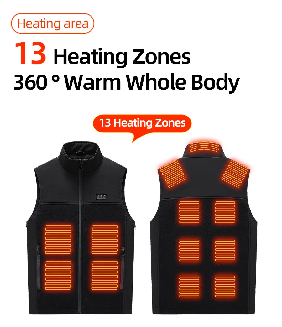 Fleece Heated Vest Men Usb Rechargeable Electric Self Heating Vest Women Warming Heated Jacket Outdoor Hunting Heating Clothing