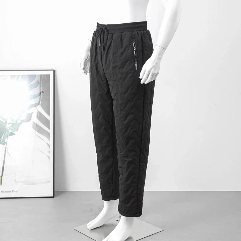 Pantalon d'hiver en coton polaire d'agneau, design tendance, coupe ajustée, chaud, coupe-vent, pour personnes d'âge moyen et âgées, pantalon de sport à jambe droite