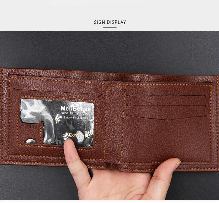 Short Men Wallets High Quality Slim Card Holder Coin Pocket Name Customized Male Wallet Brand Photo Holder New Small Men Purses