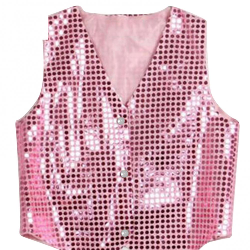 Children Shining Sequins Clothes Boys Students Christmas Stage Performance Costumes Kids Hip-hop Jazz Stage Dance Vest Waistcoat