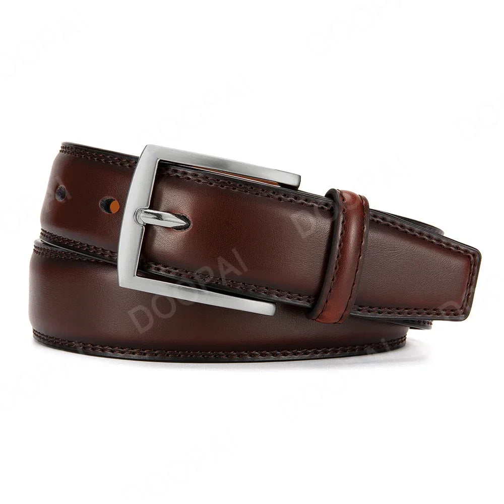 Men Belts High Quality Genuine Leather LONG Large Pin Buckle Metal Automatic Buckle Male Belts Strap Male