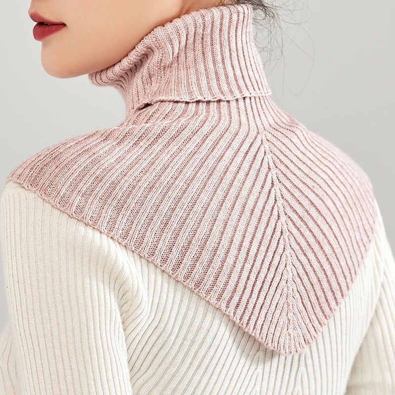 Women Wool Knitted Neckchief Winter Irregular Design Turtleneck Ring Scarf Warm Cashmere Short Wrap Fashion Fake Collar