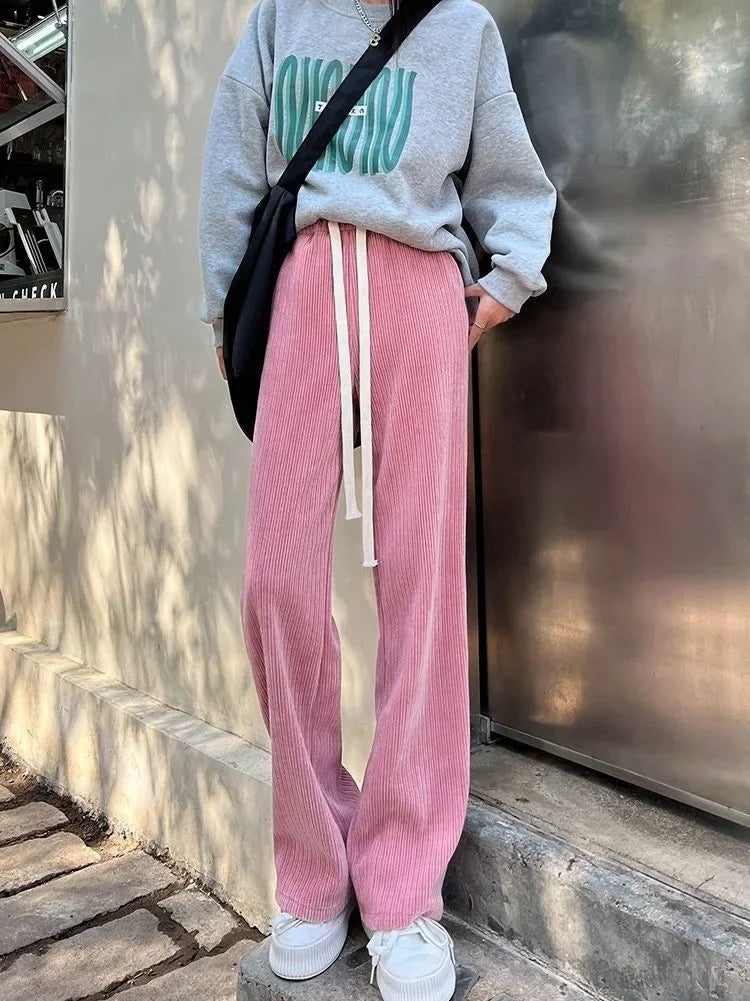 High-quality Snake-bone Straight-leg Bell-bottomed Women's Casual Pants Spring New Style Draped Floor-length Trousers