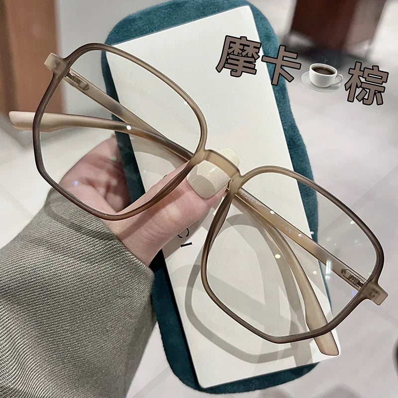 Ultra Light Myopia Glasses Men Women Minus Diopter Eyeglasses Trendy Large Size Square Frame Near Sight Eyewear