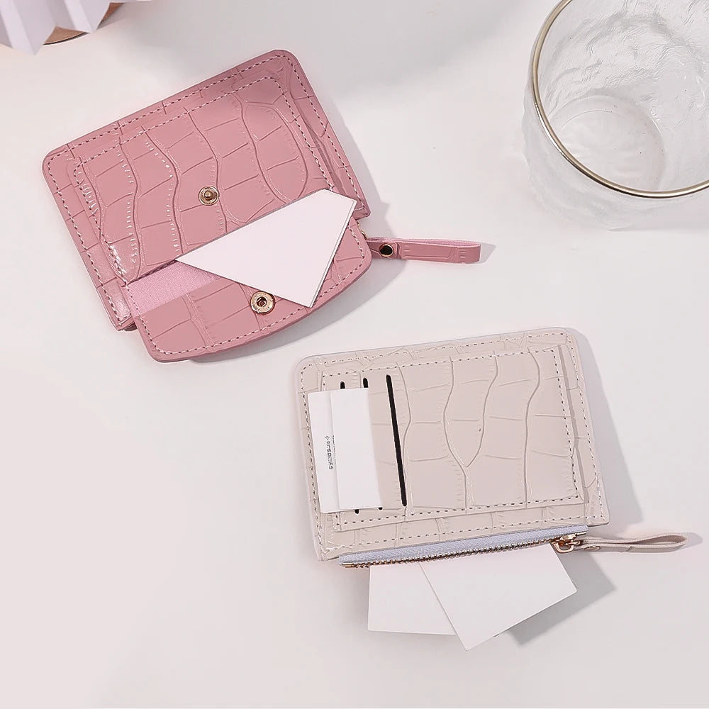 Mini Wallets Hasp Solid Multi-Cards Holder Women Simple Leather Female Purse Coin Short Wallets Slim Small Wallet Zipper Hasp