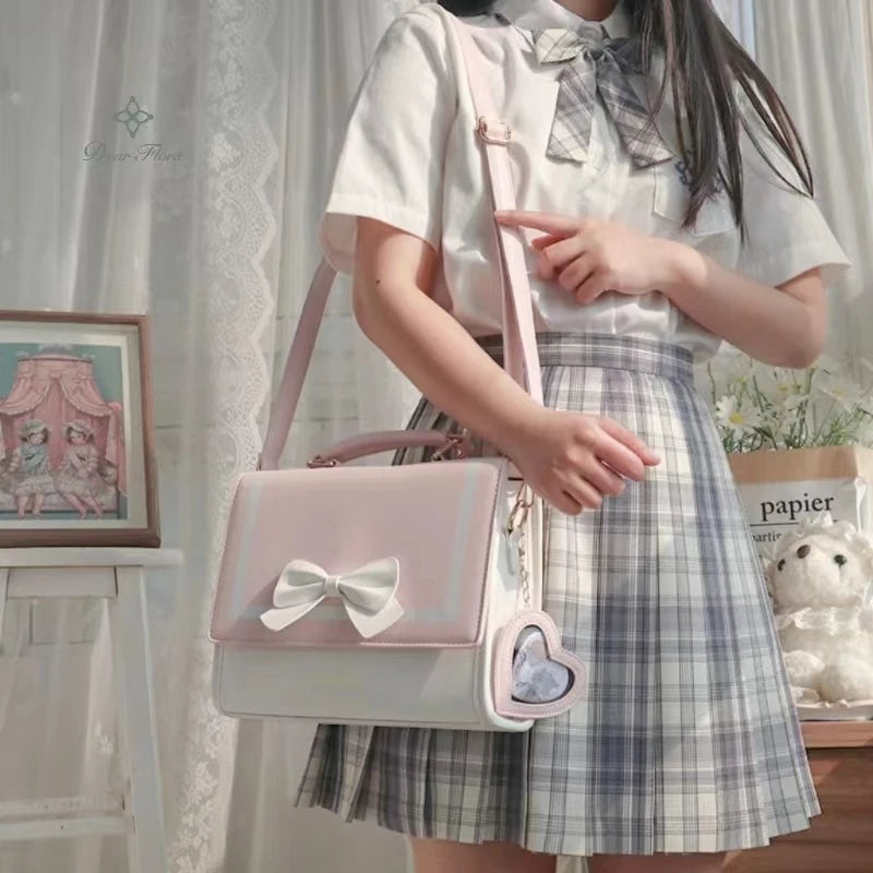 Sac à bandoulière transparent tendance pour femme, sac à main de style preppy japonais, sac à main tendance Kawaii JK polyvalent