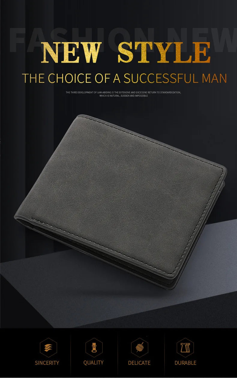 New Retro Men Leather Wallets Small Money Purses Design Dollar Price Top Men Thin Wallet With Coin Bag