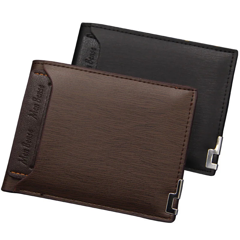 Fashion Men's	Wallet PU Leather Short Card Holder Purse for Men Luxury Designer Billfold Male Portable Small Cardholder Wallets