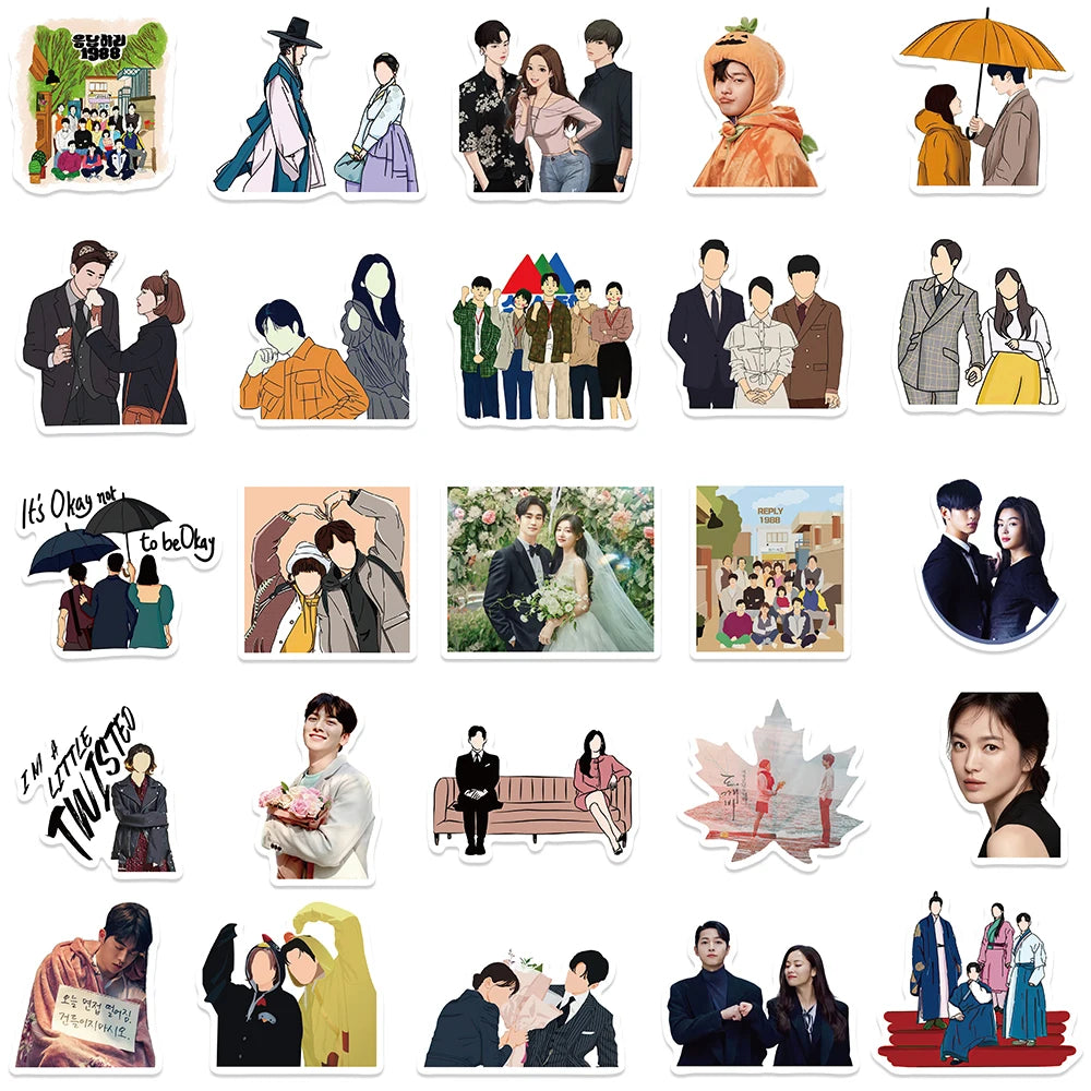 50pcs Korean Kdrama Hot Star Stickers Funny Graffiti Decals For Laptop Luggage Skateboard Guitar Scrapbook Waterproof Stickers