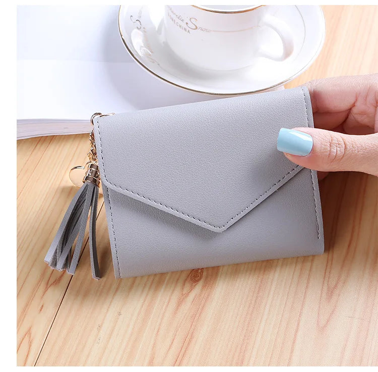 Mini Tassel Wallet Women Fashion Purse Female Short Mini Wallets Korean Students Lovely Purse Female Small Wallet for Women