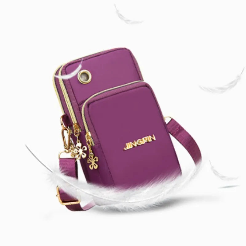 New 7 Color Mobile Phone Crossbody Bags for Women Fashion Women Shoulder Bag Cell Phone Pouch With Headphone Plug 3 Layer Wallet