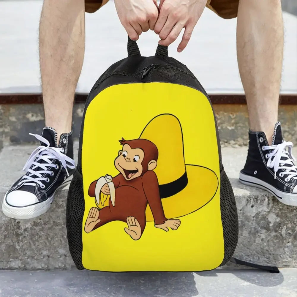 Customized Curious George Backpacks Women Men Casual Bookbag for School College Monkey Bags