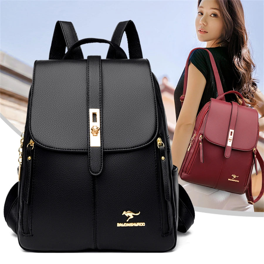 Women Backpack 2024 Leather Backpacks Female Designer Backpack For Girls School Bag High Quality Travel Bagpack Ladies Sac