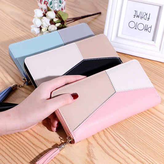 2023 New Girls Fashion Zipper Wallets Women's Long Purses Handbags Coin Purse Cards Holder PU Leather Billfold Wallet Case Bag