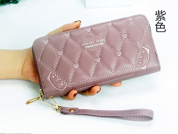 Women Long Wallet Pu Leather Card Holder Large Capacity Hasp Zipper Coin Purse Multi Card Organizer Cell Phone Wristlet Handbag