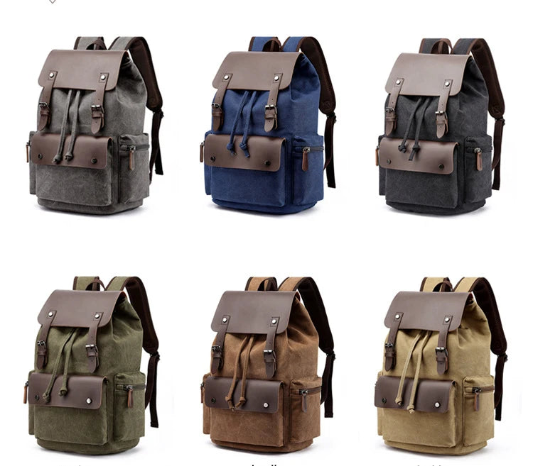 NEW Men's Backpack Vintage Canvas Backpack School Bag Men's Travel Bags Large Capacity Backpack Laptop Backpack Bag High Qualit