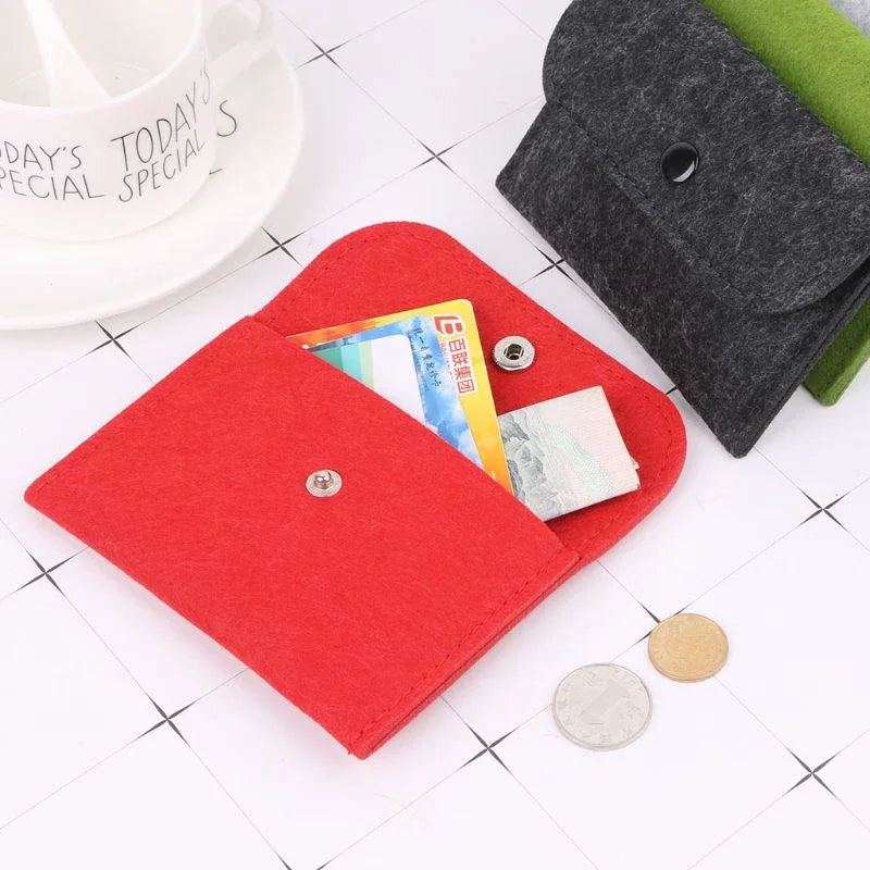 Unisex Felt Coin Purse Bag Women Girls Mini Zipper Coin Wallet Case Casual Square Money Change Card Key Holder Pouch