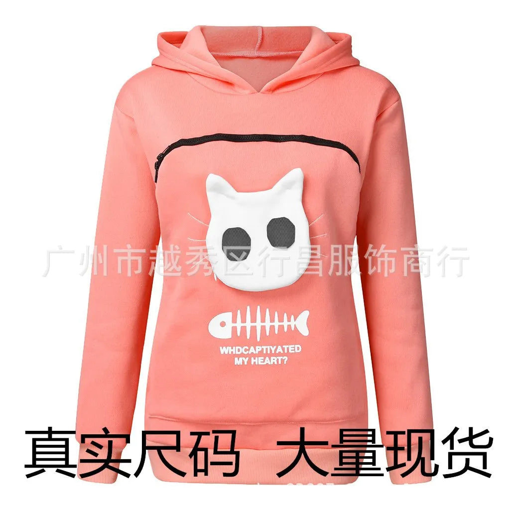 Amazon 2022 New Women's Cat Print Sweatshirt Cozy Home Top Cat Nest Hoodies Sweatshirts Other Style Hoodies Cozy Sweatshirts