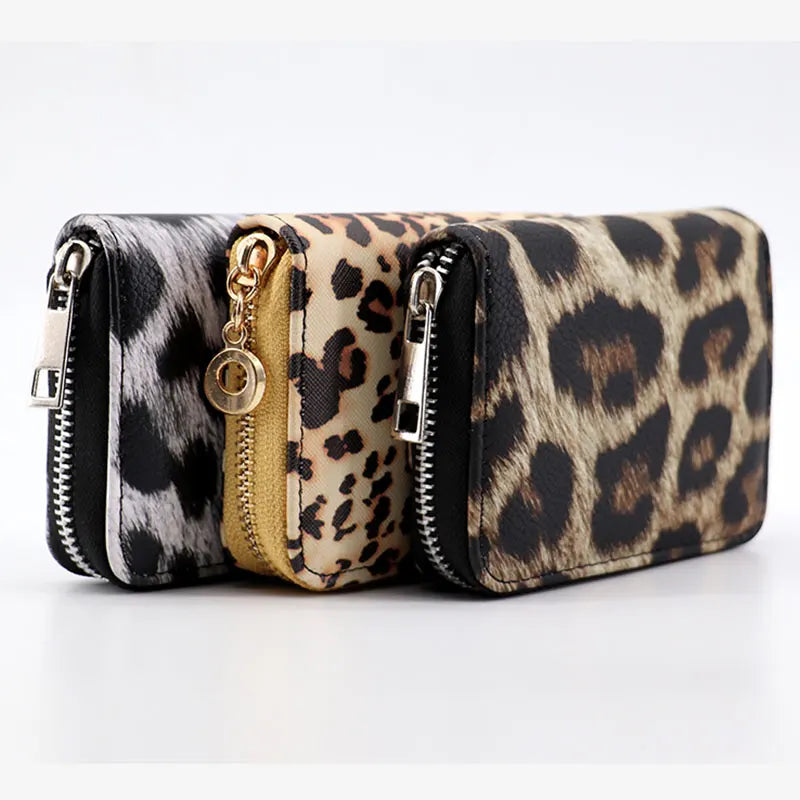 Leather Women Wallet Classic Leopard Animal Print Long Wallets Female Cards Holder Clutch Bag Fashion Ladies Purses