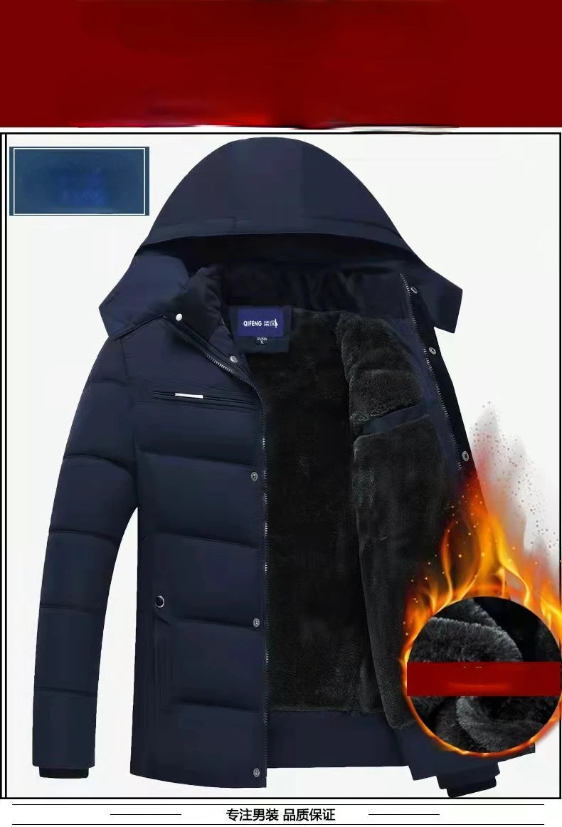 Doudoune d'hiver pour homme, couleur unie, parka à capuche, en laine de haute qualité, épaisse, chaude, coupe-vent, manteau d'hiver pour homme, vêtements pour hommes