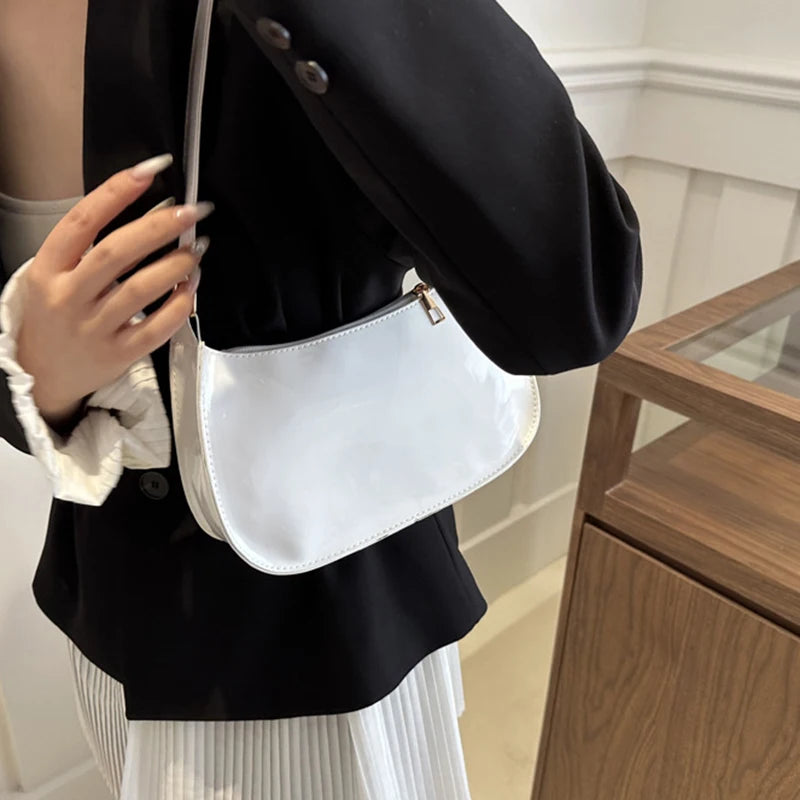 Retro Solid Color PU Leather Shoulder Underarm Bag Women's Fashion Handbags Casual Hobos Purses and Handbag Ladies Hand Bags