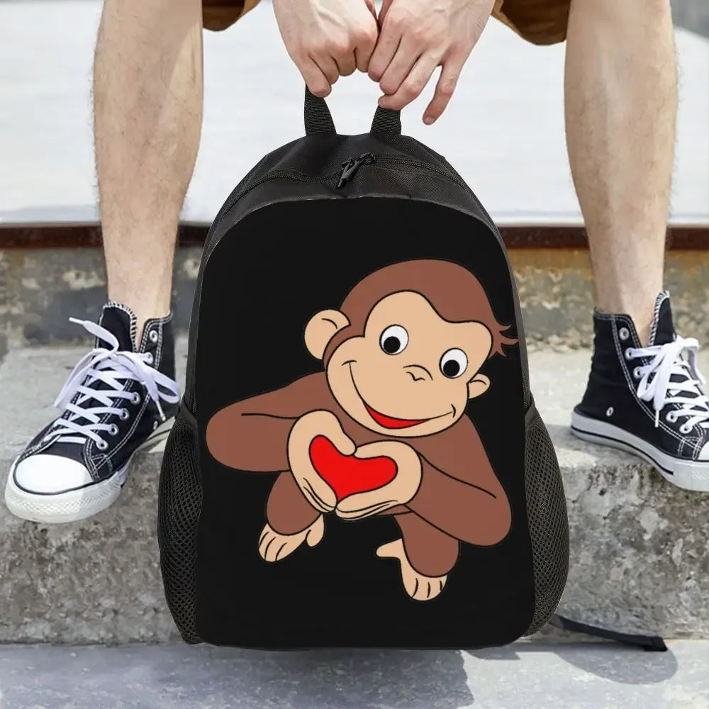 Customized Curious George Backpacks Women Men Casual Bookbag for School College Monkey Bags