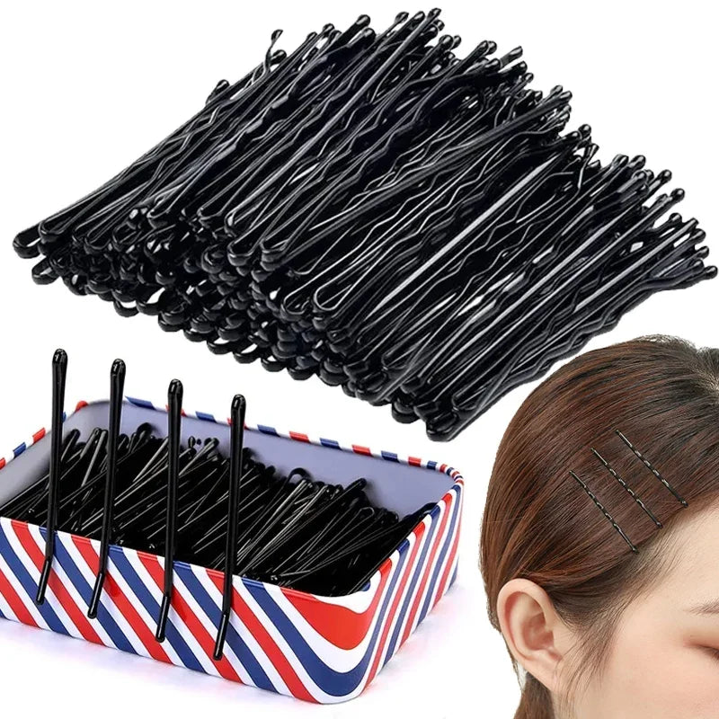 60/240Pcs Black Hair Clips U-Shaped Bobby Pin Invisible Wavy Hairpin Hairstyle Styling Metal Hair Grip Barrette Hair Accessories