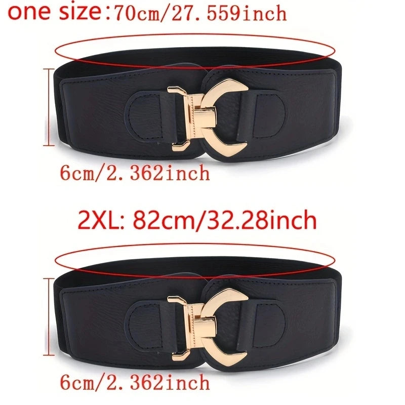 Boho Chic Elastic Waist Belt with Metal Buckle - Versatile Dress Accessory for Women