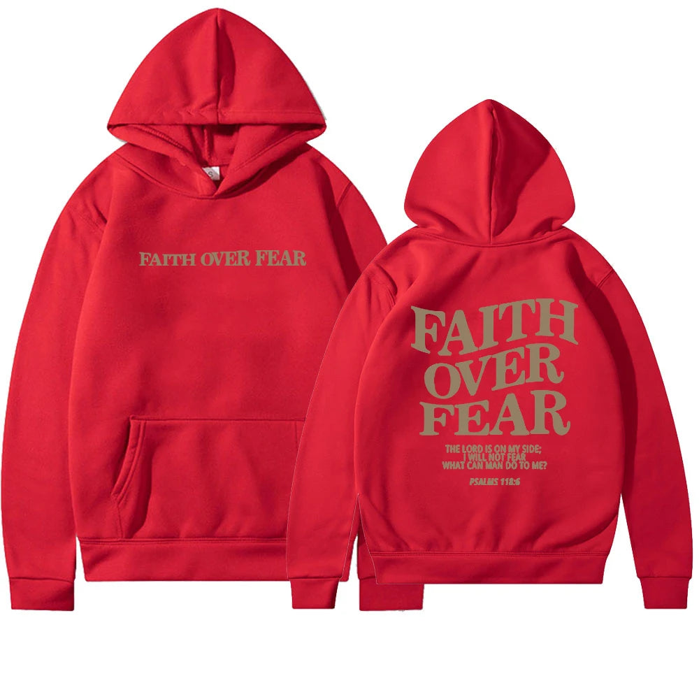 Faith Over Fear Christian Hoodie Sweatshirt Jesus Trendy Bible Verse Shirt Unisex Aesthetic Clothes Streetwear