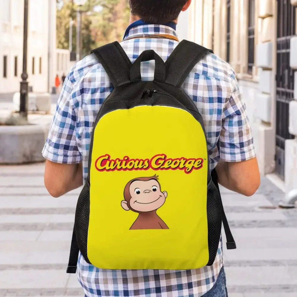 Customized Curious George Backpacks Women Men Casual Bookbag for School College Monkey Bags