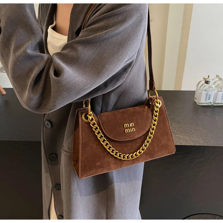 Metal Letter Designer Brand Handbags Top Handle Luxury Shoulder Bags Solid Color Elegant Crossbody Bags Fashion Bags For Women