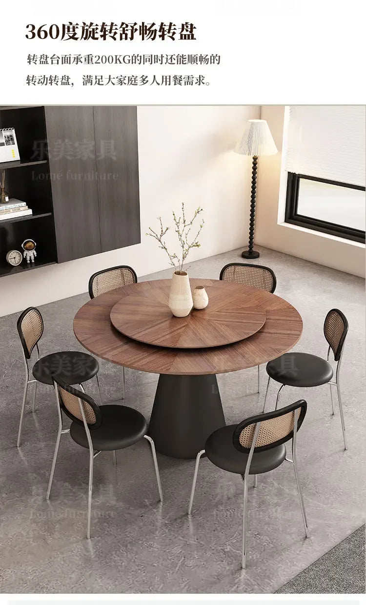 Italian Minimalist Dining Room Sets Black Dining Table Retro Restaurant Wooden Round Table Table A Manger Kitchen Furniture