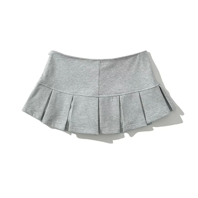 Xpqbb Fashion Low Waist Mini Skirt Women 2024 New Vintage Side Zip A Line Y2K Short Skirts Female Sexy Girls Hot Pleated Skirt