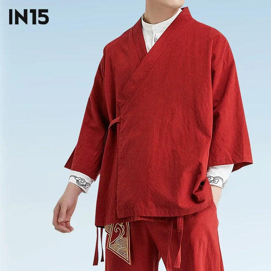 Nouveau Printemps Automne Hommes Hanfu Haut Zen Style Chinois Traditionnel Coton Lin Veste Décontracté Scène Blazers Hanfu Vêtements