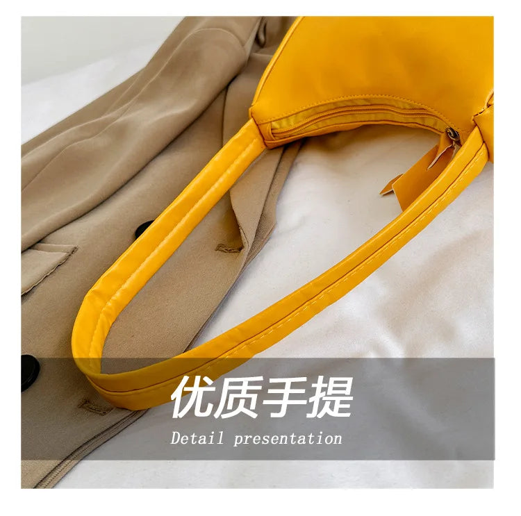 Retro Soft PU Leather Women Shoulder Underarm Bags Casual Solid Color Small Top-Handle Handbags Ladies Fashion Shoulder Bags